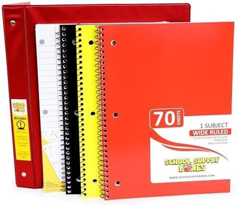 Elementary School Essentials Bundle | Case (4 Boxes) - 91 Pieces per Box | School Supply Boxes - Back to School Essentials | Includes Binders, Folers, Notebooks, Paper, Pencils, Pens, & More