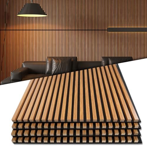 Art3d 3D Fluted Soundproof Wood Textured Slat Wall Panel, 4-Pack, Teak