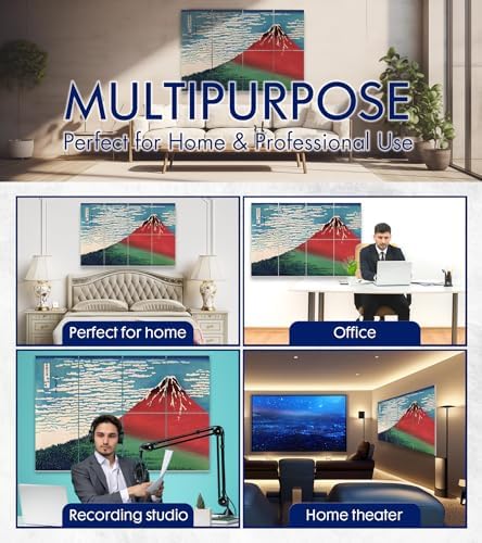 PINWELIFE® Masterpiece Acoustic Art Panels, 8-Pack 12"×16" Sound Absorbing Panels, Decorative Acoustic Wall Art, Noise and Echo Cancelling for Home Studio/Office, Nano Tape Included