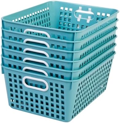 Really Good Stuff Large Plastic Book Baskets, 13.25" by 10" by 5.5"-12-Pack