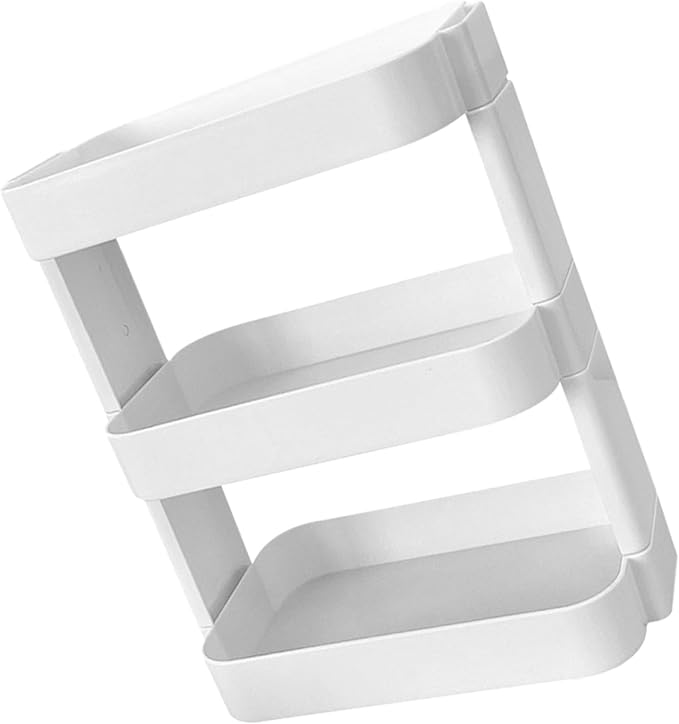 PRETYZOOM 3-Layer White Desktop Storage Rack Removable Organizer for Makeup Stationery Sundries - Multi-Purpose Desktop Shelf for Home Office and School