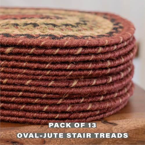 Homespice Highland Jute Braided Stair Treads, Oval 8x28 Set of 13