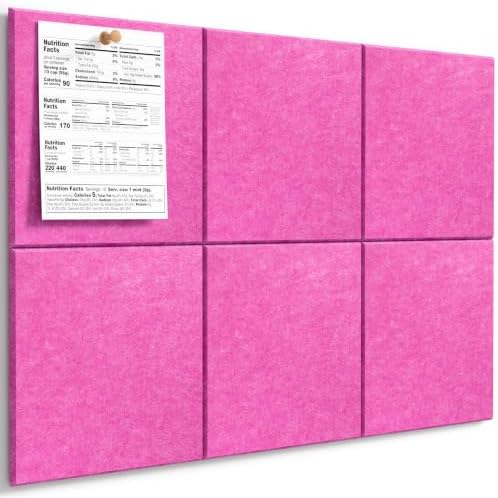 MaxGear Felt Bulletin Board 36" x 24", Rose Pink Felt Wall Tiles Push Pins