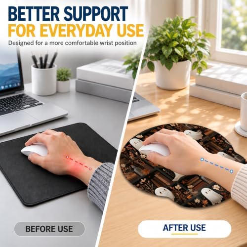 Halloween Ghost Ergonomic Wrist Rest Mouse Pad Set with Keyboard Cushion
