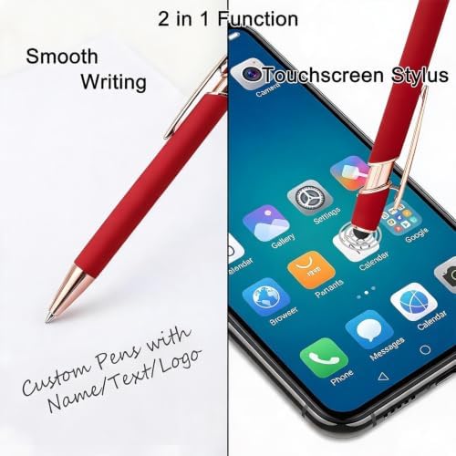 Personalized Pens Ballpoint with Stylus, Black, 50 Pcs