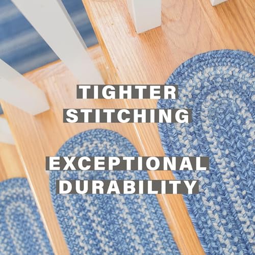 Homespice Denim Jute Braided Stair Treads, Oval 8x28 Set of 13
