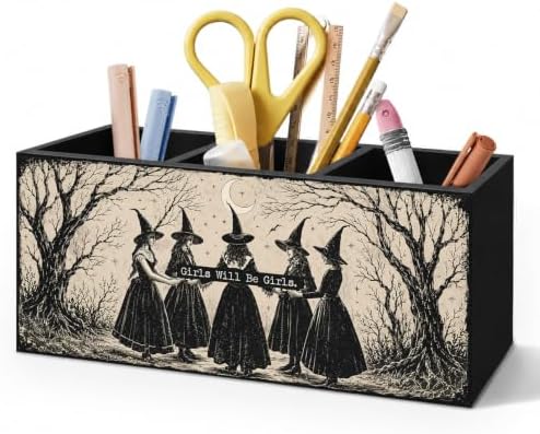 Girls Will Be Girls Witch Halloween Pen Pencil Holder for Desk