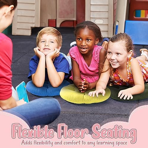 Fumete 12 Pcs Round Floor Pillows Cushions Seating 16 x 16 Inches Floor Round Cushions for Kids Toddlers Flexible Reading Chair Pillows for Classroom Home School Playing Supplies(Vivid Color)