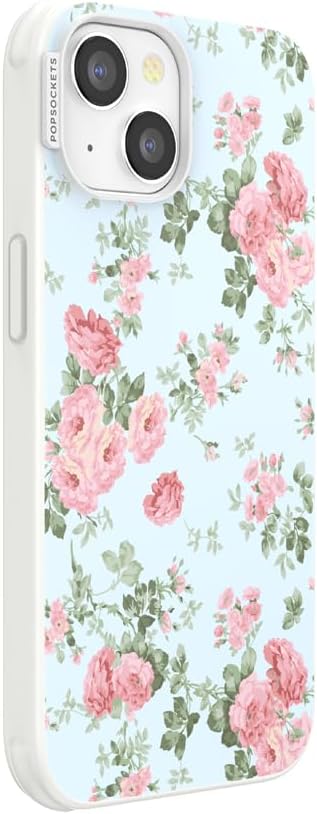 PopSockets iPhone 14 Phone Case with MagSafe- Cottage Tutu Blue | Magnetic, Wireless Charging, Camera & Drop Protection, Light Blue, Baby, Flower, Floral