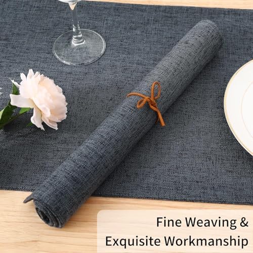 Homaxy Cloths Placemats for Dining Table Set of 8, 13" x 19", Charcoal Gray