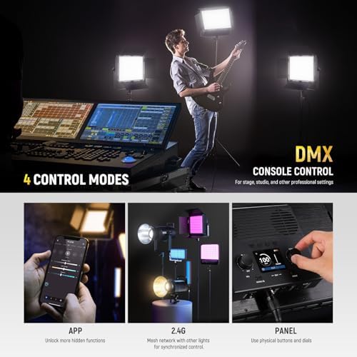 NEEWER Bi Color LED Panel Video Light APP/2.4G/DMX Control, 60W 26600Lux/0.5m 2500K-8500K 13 Scenes V Battery Powered, Lighting for Studio Photography Outdoor Photo Recording Makeup Streaming, PL60B