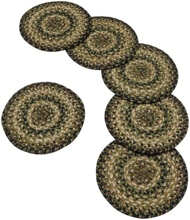 Homespice Pinecone Braided Trivets Ideal as Pot Holders, Round 8" Set of 6
