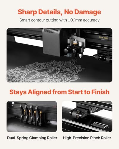VEVOR Vinyl Cutter Machine, 34 inch Max Feed Width, Dual Blades, Adjustable Force and Speed, LED Display, Vinyl Plotter Cutter Printer with Signmaster Software for Compatible with Windows and macOS