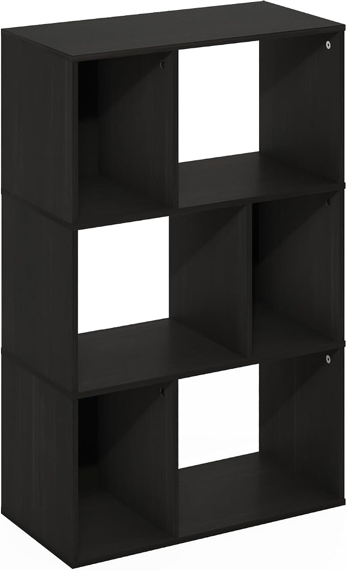 Furinno DALY Book Shelf, 6-Cube Bookshelf, Cube Storage Organizer Bookcase with Irregular Compartments, 11.7 x 23.6 x 36.8, for Living Room, Bedroom, Home Office, Espresso