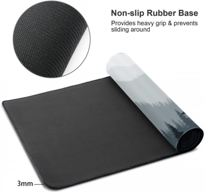 XXL Gaming Mouse Pad 35x17 Inch, Misty Forest Landscape Desk Mat Extended | Large Extended Mouse Pad with Non-Slip Rubber Base, Waterproof Keyboard Mat for Gaming, Office, Laptop & Desktop Setup