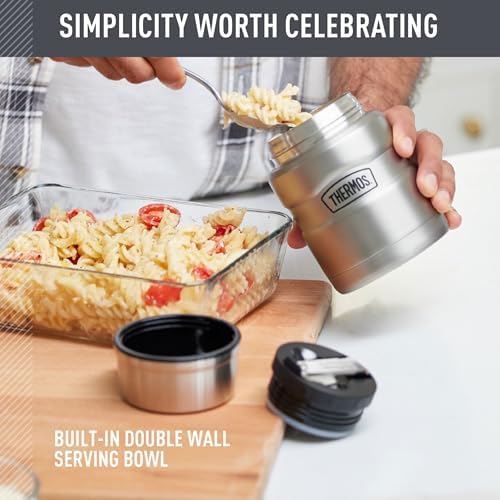 THERMOS Stainless King Food Jar with Bowl, 24oz, Matte Pink