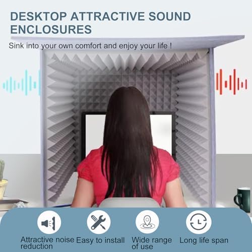 Desktop Soundproof Cover, Portable Vocal Booth, Microphone Isolation Booth Cube