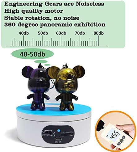 YVV Rotating Display Stand, 360 Degree Motorized Rotating Turntable, Adjustable Speed Rotating Display Stand, Electric Spinner for Photography Products Shows, Turner for Tumblers Display Base, White