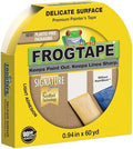 FrogTape Delicate Surface Painters Tape with PAINTBLOCK, 1.5 in Wide (0.94 in x 60 yd), Low Adhesion, Painting Tape Ideal for Freshly Painted Walls, Trim & Surfaces, Yellow, 1 Roll (280220)