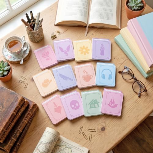 Laffact Books Shaped Sticky Notes Bulk, 24Pcs Book Lover Bookish Gifts