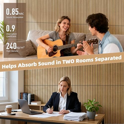 TO-TH Soundproof Panels Decorative Noise Absorbing Wall Panel 10 Pack, Teak