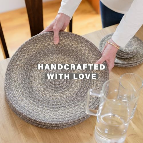 Homespice Grey Cloud Jute Braided Placemats, Round 15" Set of 2