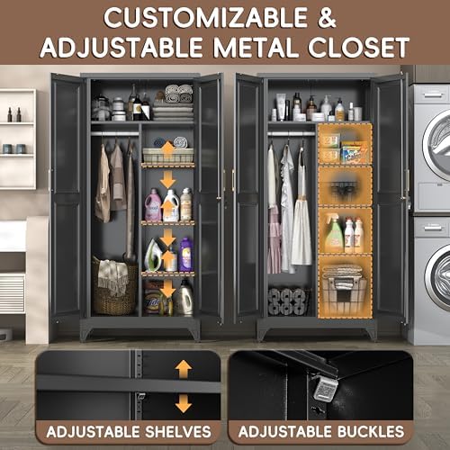 SteeLoong Armoire Wardrobe Closet,71" H Wardrobe Cabinet with Locking Doors