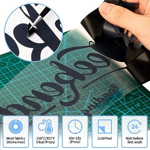 VinylRus Heat Transfer Vinyl, Black & White, 12" x 20ft
