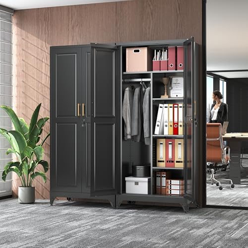 SteeLoong Armoire Wardrobe Closet,71" H Wardrobe Cabinet with Locking Doors