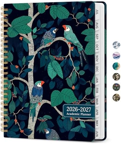 Planner 2026-2027, Jul 2026-Jun 2027 Academic Monthly & Weekly Planner | 8.5" x 11" Hardcover Pretty Calendar Planner for Women, Spiral Organizer for School Office Home Supplies, Midnight Aviary
