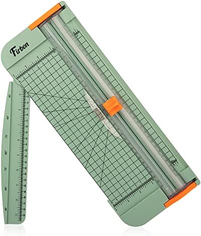 Firbon Morandi A4 Paper Cutter Bundle with 5Pcs White Refill Blades, 12 Inch Paper Trimmer with Side Ruler for Scrapbooking, Craft, Coupon, Label, Cardstock