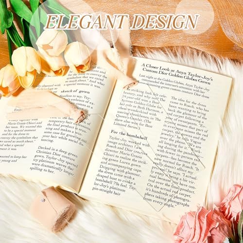 Yeaqee 100 Pcs Pointy Shaped Clear Acrylic Bookmark Blanks with Ribbon