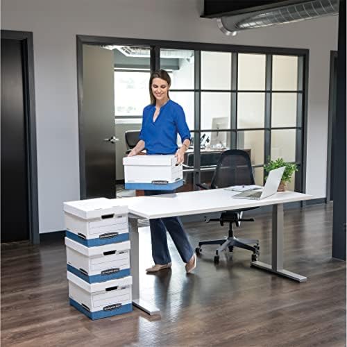 Bankers Box 4-Pack HANG'N'STOR Medium-Duty File Box, Letter, FastFold | Move hanging folders straight into storage - no unpacking needed, FastFold setup, and secure lids.