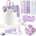 Eersida 20 Pcs Purple Office Supplies, Desk Accessories and Organizer Set