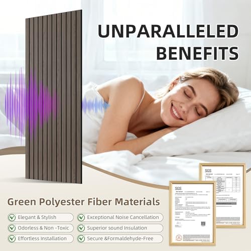TO-TH Acoustic Wall Panels Decorative Sound Absorbing Panel 10 Pack, Walnut