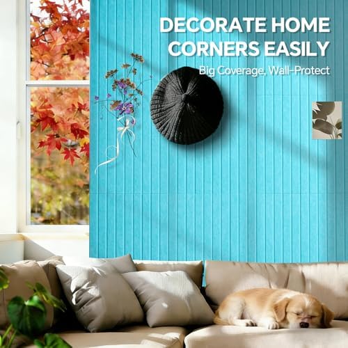 Large Felt Bulletin Board Cork Board Alternative with Safe Removable Adhesive Tabs, Wall Bulletin Board for Home Office Classroom Pin Board (Sky Blue, Fine-Stripe 6-Pack)