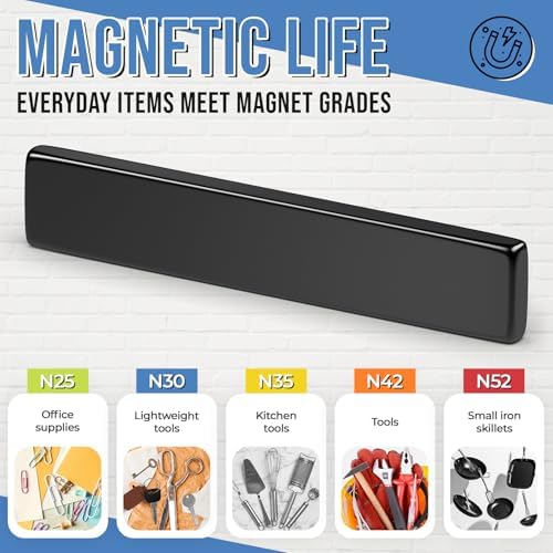 FINDMAG 12 Pack Black Rare Earth Neodymium Bar Magnets, 2.36x0.39x0.12in