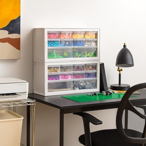 IRIS USA 10-Drawer Organizer, 2 Pack, Makeup Tool Craft Storage, White
