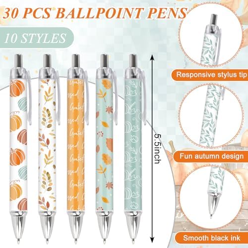 JarThenaAMCS 60Pcs Fall Stationery Set Orange Blue Pumpkin Sticky Note Pads with Pumpkin Leaves Ballpoint Writing Pens for Autumn Harvest Thanksgiving Party Favors Supplies