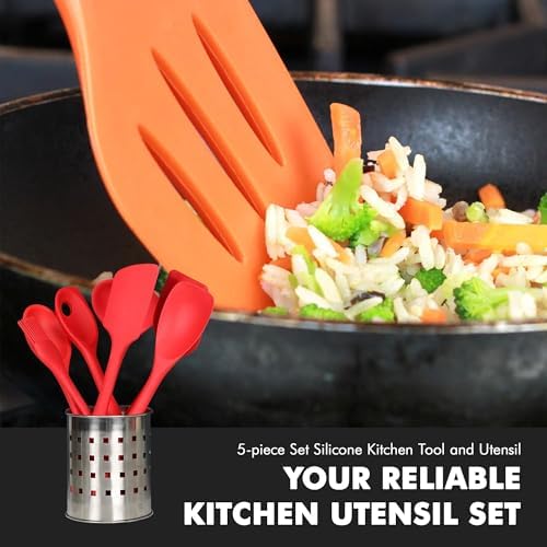 Chef Craft 5 Piece Red Premium Silicone Kitchen Tool Set (42071)