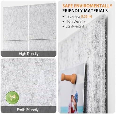 MaxGear Felt Bulletin Board 48" x 36", Light Gray Felt Wall Tile Wall Decor