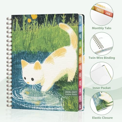 Planner 2026-2027, Weekly and Monthly Academic Planner, July 2026 - June 2027, Hardcover Calendar Agenda Book for School Year Planning, School Supplies for Teacher and Student, Letter Size(8.5'' x 11'')