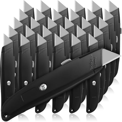 Reginary 30 Pcs Box Cutters Bulk, Utility Knives, Black