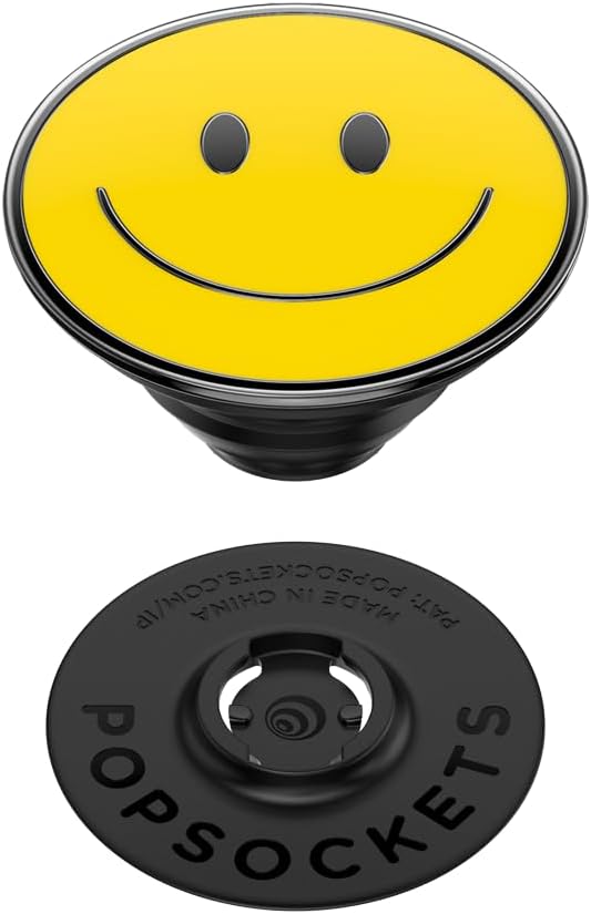 PopSockets Adhesive Phone Grip, Holder- Enamel Be Happy | Secure Comfortable Hold, Anti-Drop, Kickstand, Yellow, Butter, Electronic Accessories, For iPad/Kindle/iPhone/Android