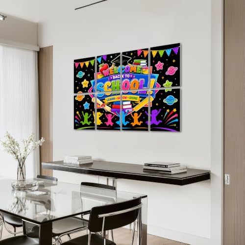 8 Pack Art Acoustic Panels Sound Absorbing Colorful Back to School Kids Books Graduation Decorative Soundproof Wall Panels Self Adhesive for Home Recording Studios 48"x32"