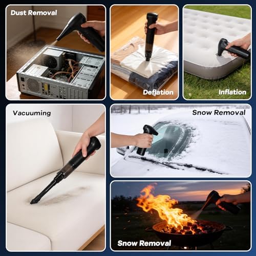 Compressed Air Duster&Vacuum Cleaner, 2-in-1 130000RPM Cordless Air Blower