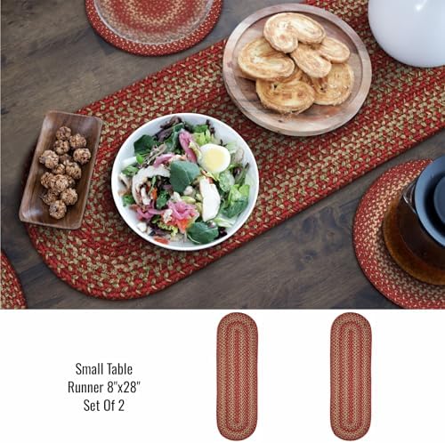 Homespice Apple Pie Jute Braided Table Runner, Oval 8x28 Set of 2