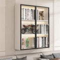 Wall Hanging Lateral Filing/Vertical Timber Wall Unit Transparent Glass Door Shelf Wall-Mounted Wood Bookcase Action Figure Model Storage Cabinet Display Case Warm White 31" L x 10" W x 38" H