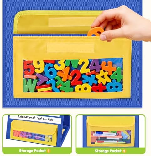 EAMAY Magnetic Desktop Tabletop Stands Pocket Chart Foldable Small Dry Erase Board Classroom Tool for Kids Education (12W*15L, Magnetic) (Pack of 3)