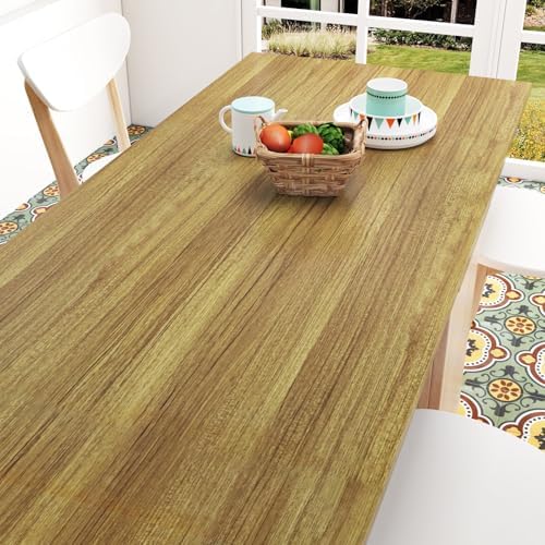 WESTICK Thick Brown Wood Wallpaper Kitchen Countertops Peel and Stick Waterproof Wood Grain Contact Paper for Cabinets 17.7" x 120" Removable Wooden Wall Paper for Table Desk Vinyl Wrap Backplashes